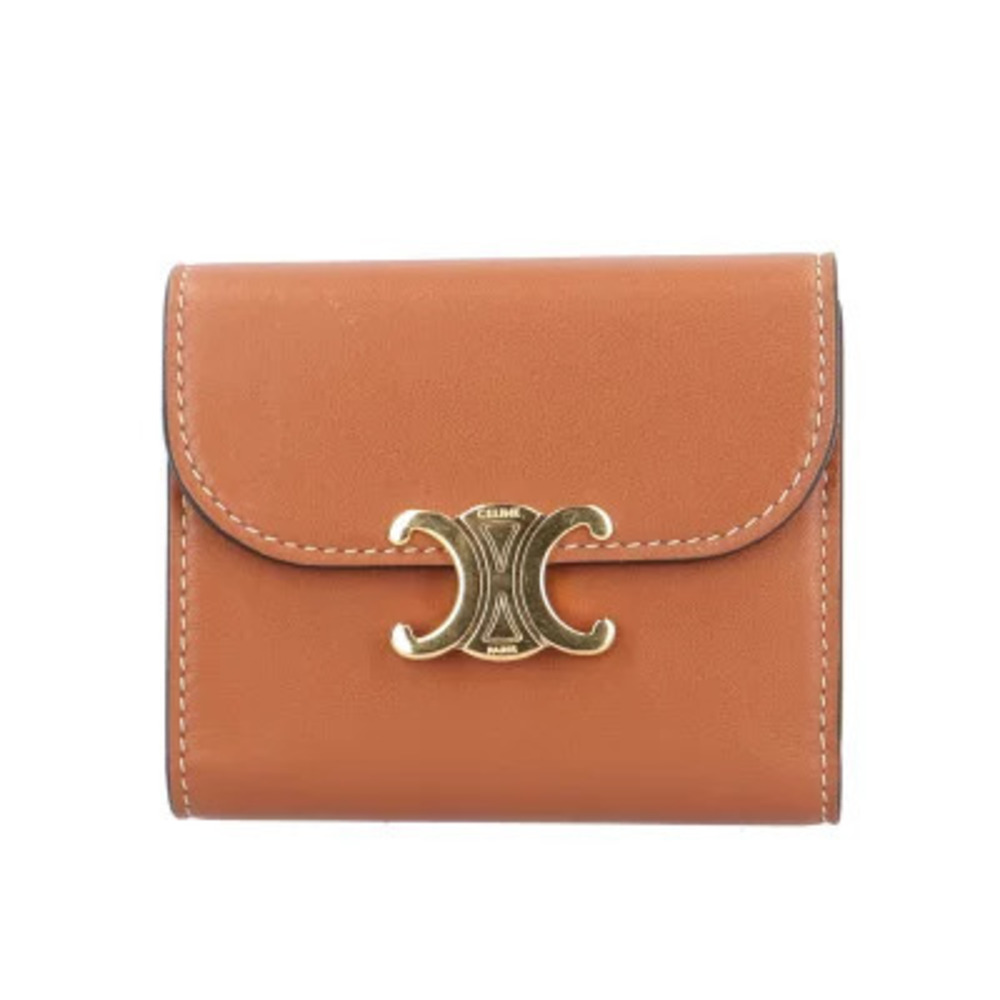 Celine Flap Wallet Triomphe Tri fold Leather